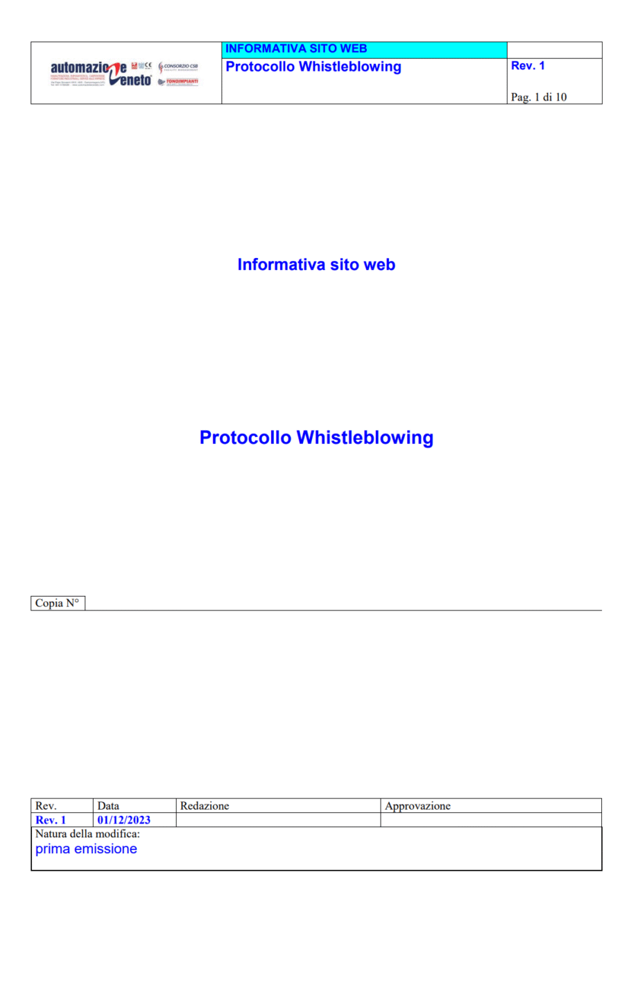 copertina pdf informativa web whistleblowing